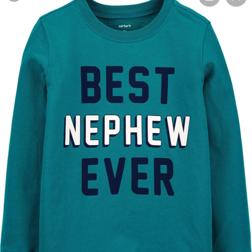 Carter’s blue Best Nephew Ever long sleeve shirt NWT still in bag 3T